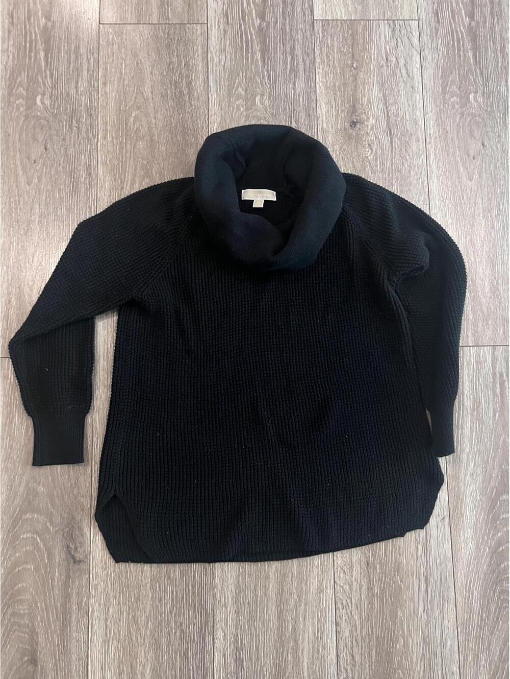 Michael Kors Black Ribbed Turtleneck Sweater Medium